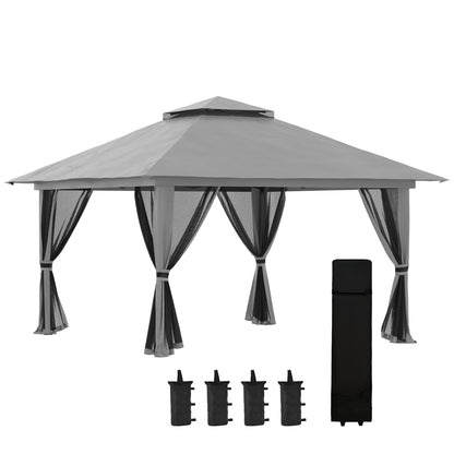 Outsunny Carpa Plegable Pop-up 4x4x2,8 M Altura Ajustable Protección Uv50+_0