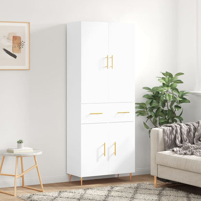 Aparador Alto Madera Contrachapada Blanco 69,5x34x180 Cm_0