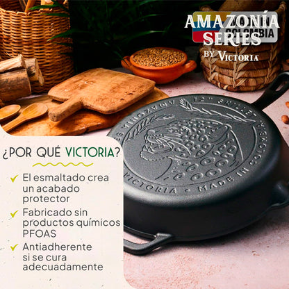 Victoria Sartén Hierro Fundido Esmaltado Amazonía Jaguar Inducción 30cm_1