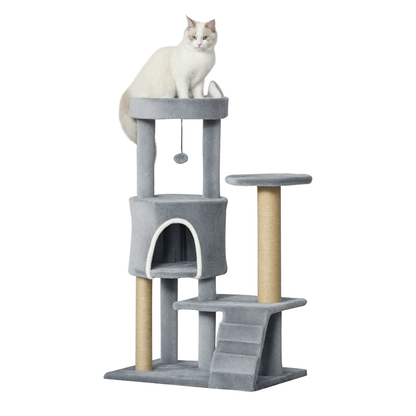 Pawhut Árbol Rascador Para Gatos Mediano De 5 Niveles Gris_0