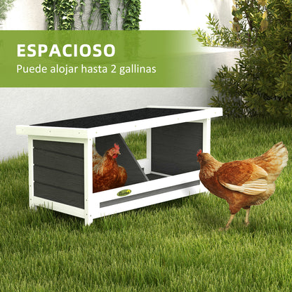 Pawhut Ponedero Para Gallinas De Madera Con 2 Departamentos Gris_3