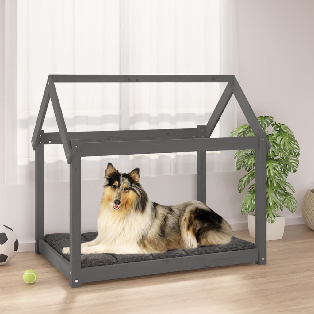 Vidaxl Cama Para Perros Madera Maciza De Pino Gris 101x70x90 Cm_1