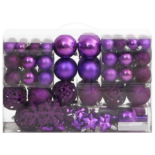 Vidaxl Juego De Bolas De Navidad 111 Pzas Poliestireno Morado_0
