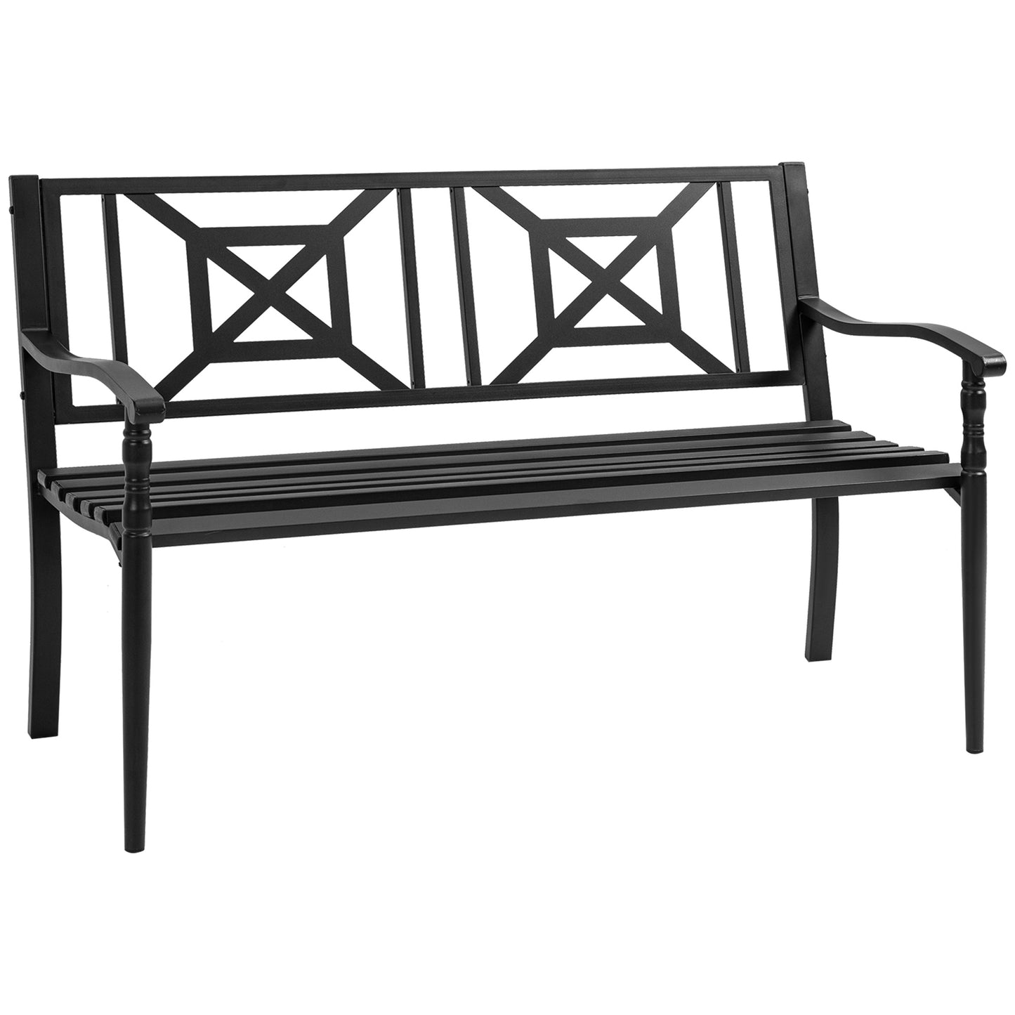 Outsunny Banco Jardín 2 Plazas Acero Con Reposabrazos Para Terraza Carga 240 Kg_0
