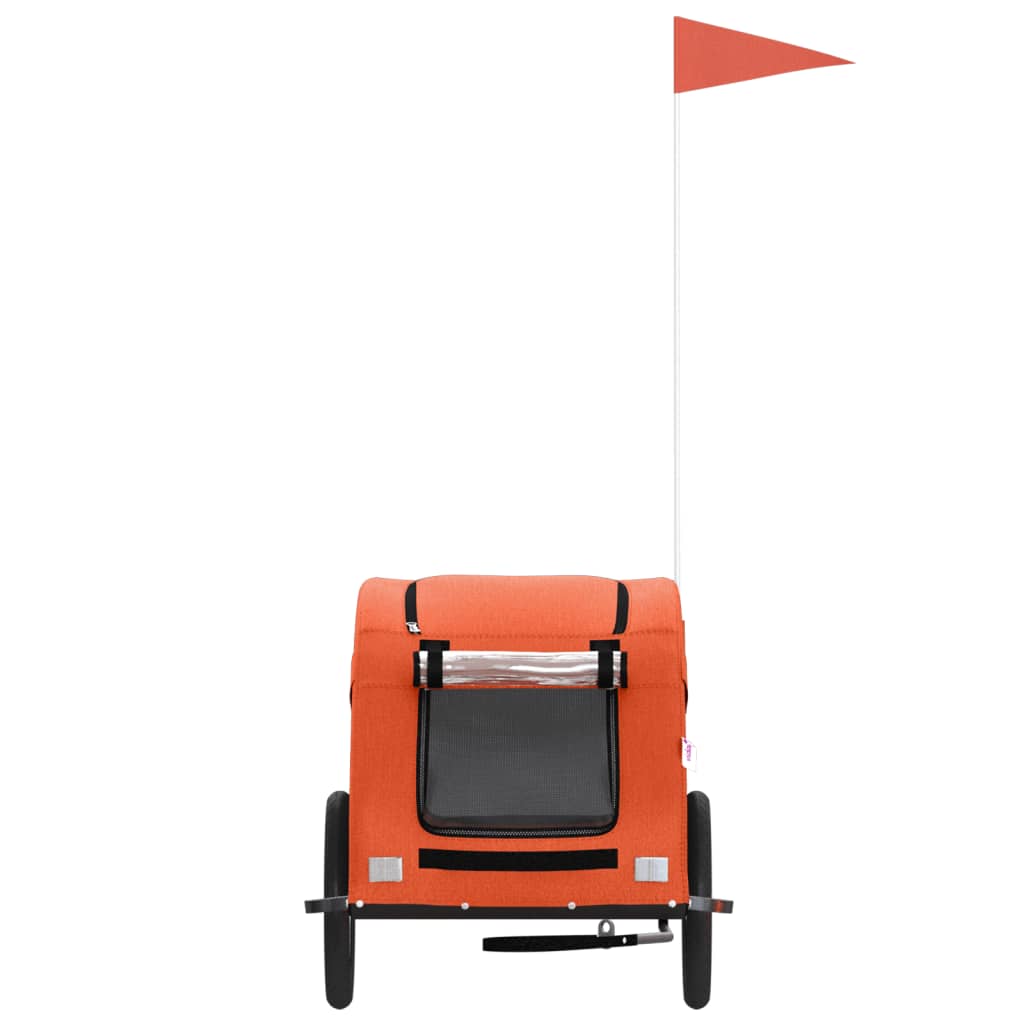 Remolque De Bicicleta Mascotas Hierro Tela Oxford Naranja_3