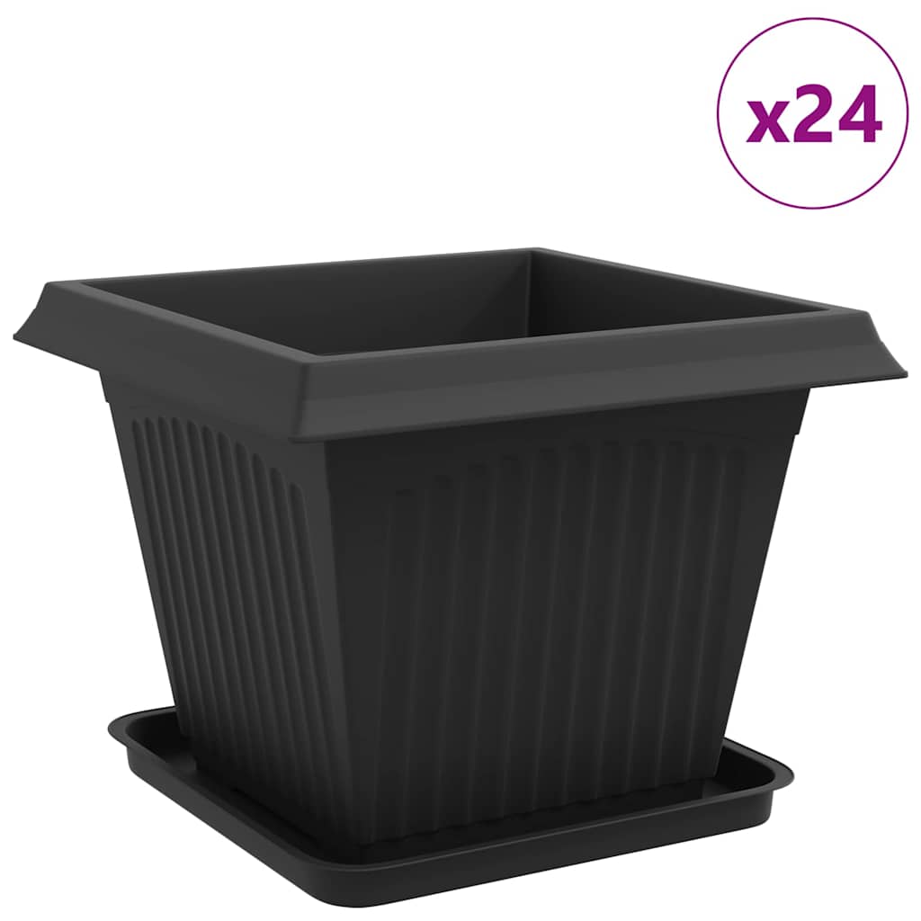 Macetas 24 Pcs Negro 43 X 43 X 33,5 Cm Plástico_0