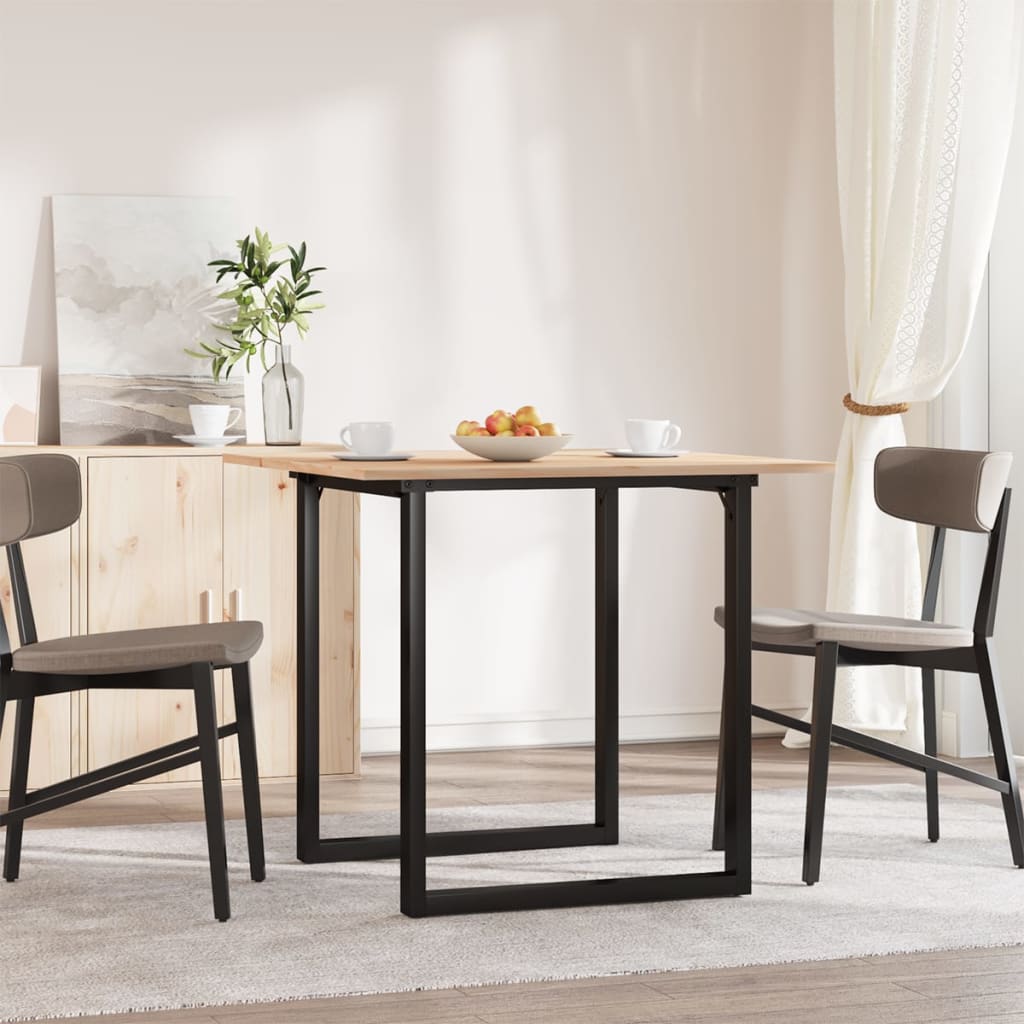 Mesa De Comedor Marco O Madera Maciza Pino Y Acero 80x80x75 Cm_1