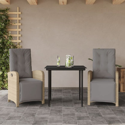 Sillas Y Mesita De Jardín 3 Piezas Ratán Sintético Cojín Beige / Vetonek_4