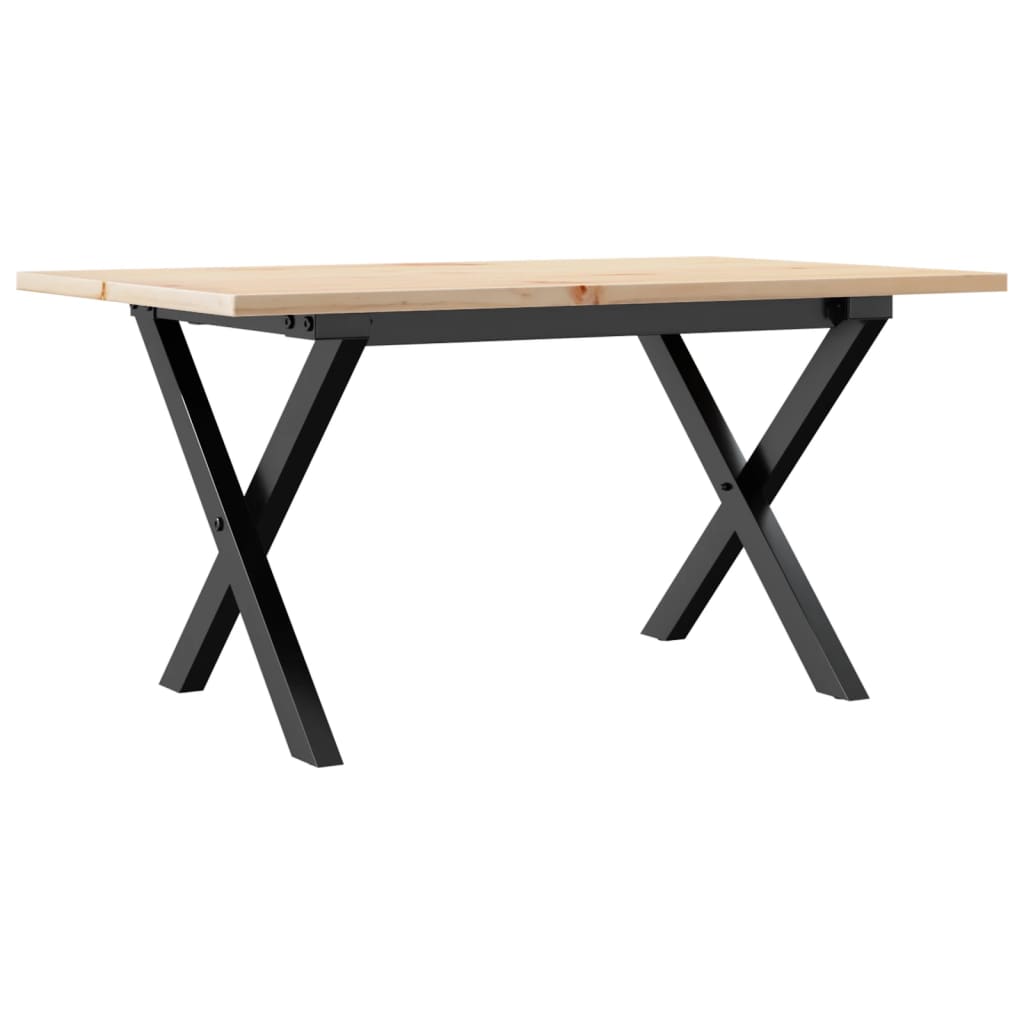 Mesa De Centro Marco X Madera Maciza Pino Y Acero 80x50x40 Cm_0