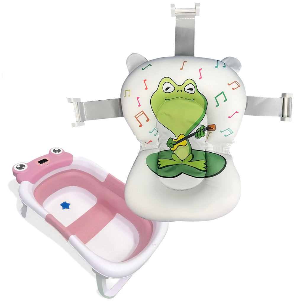 Bathby Bañera Plegable Para Bebés Recién Nacidos, Cojín Rana, Termómetro, Patas Antideslizantes (rosa Rana)_1