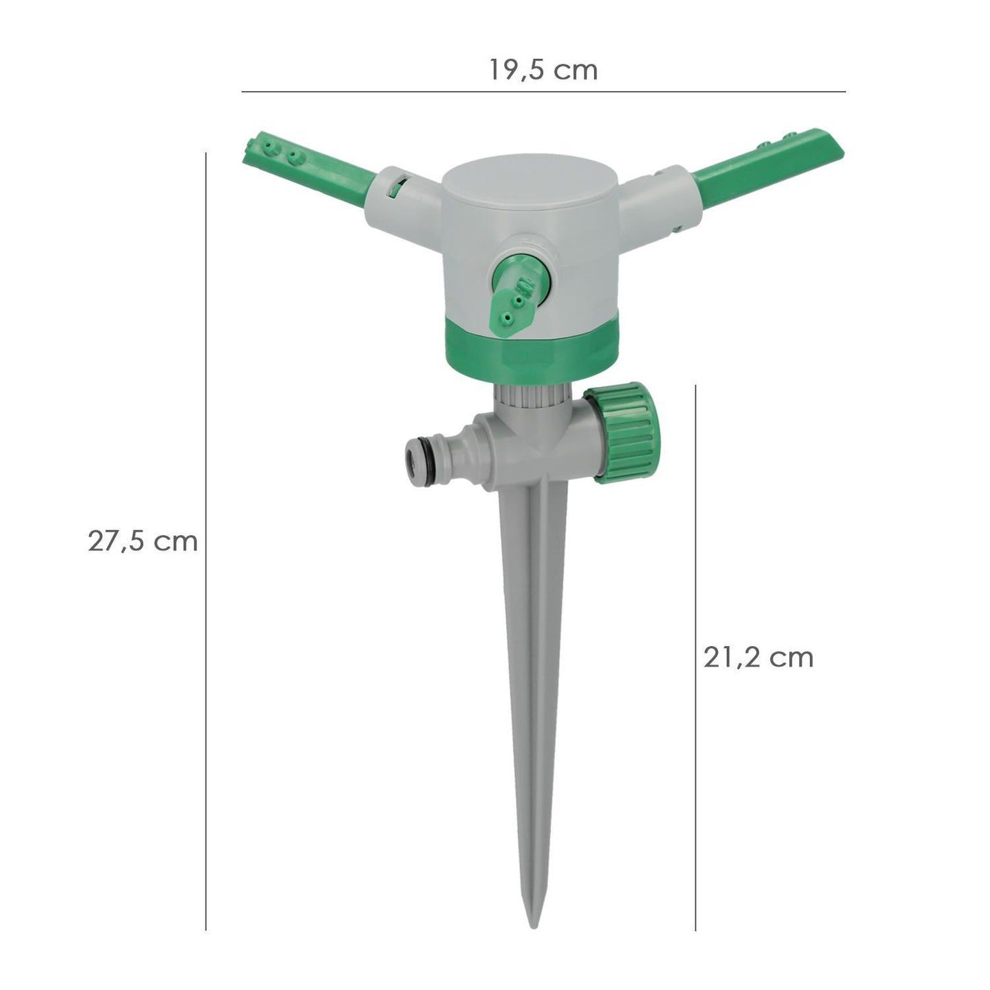 Aspersor Plástico 3 Brazos Con Pincho Con Regulador De Presión.