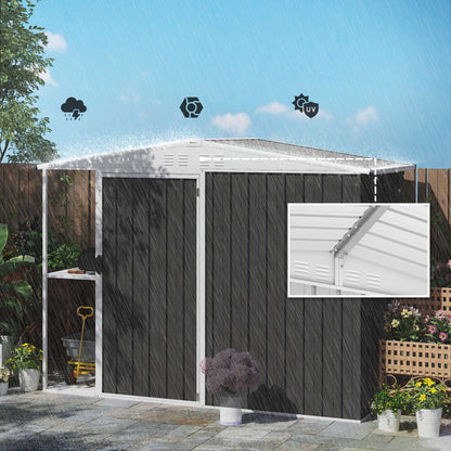 Outsunny Caseta De Jardín Exterior 2,7m² 245x117x180 Cm Con Estante De 2 Niveles_3