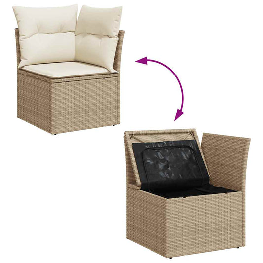 Set Sofás De Jardín 7 Piezas Y Cojines Ratán Sintético Beige / Vetonek_0