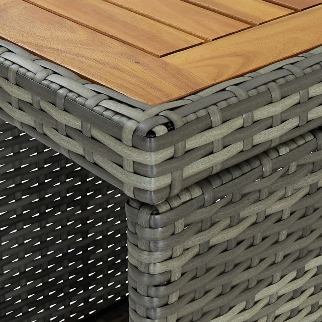 Mesa Bar Estante Almacenaje 120x60x110 Cm Ratán Sintético Gris_4