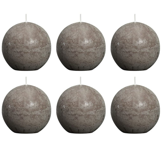 Bolsius Velas Rústicas De Bola Gris Taupe 6 Unidades 80 Mm_0