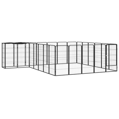 Jaula Perros 26 Paneles Acero Recubierto Polvo Negro 50x100 Cm_1