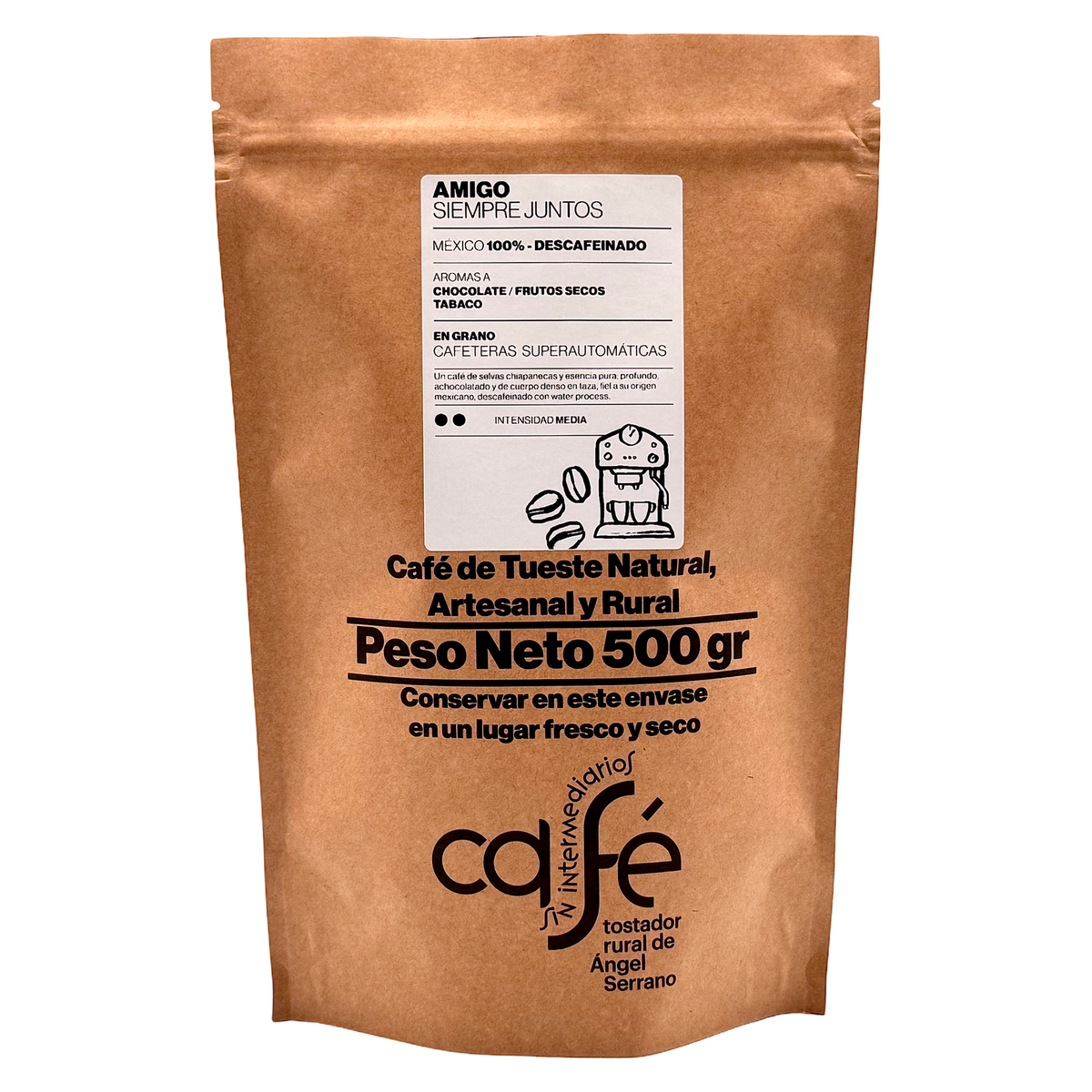 Cafe Sin Intermediarios Café Descafeinado Amigo En Grano Para Superautomática 500 G_0
