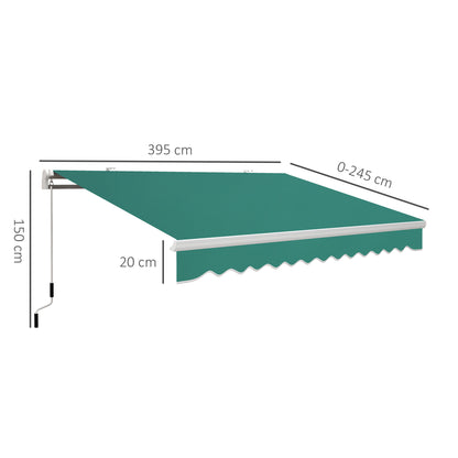Outsunny Toldo Manual Plegable De Aluminio Con Manivela 395x245 Cm Verde_2