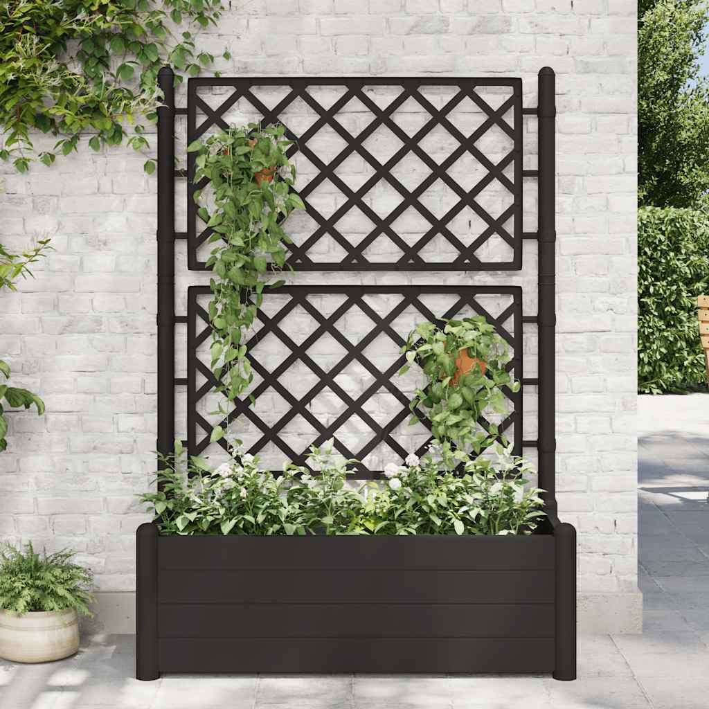 Jardinera Con Enrejado Pp Gris Antracita 100x43x142 Cm_1