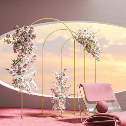 Outsunny Set De 3 Arcos De Jardín Para Rosas De Metal De 220/200/180 Cm Dorado_3