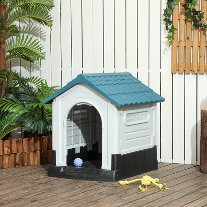 Pawhut Caseta Para Perros Mini Para Exterior Con 3 Ventanas 64,5x57x66 Cm Azul_4