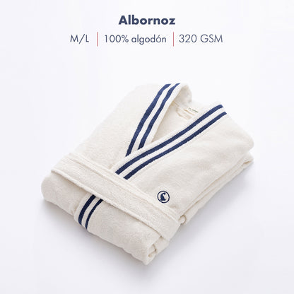 Albornoz Crudo M/l 320gsm 100% Algodón Con Logo Bordado El Ganso