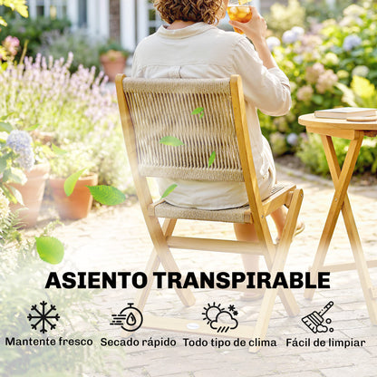 Outsunny Conjunto De Mesa Y Sillas De Terraza Exterior De Madera 3 Piezas_4