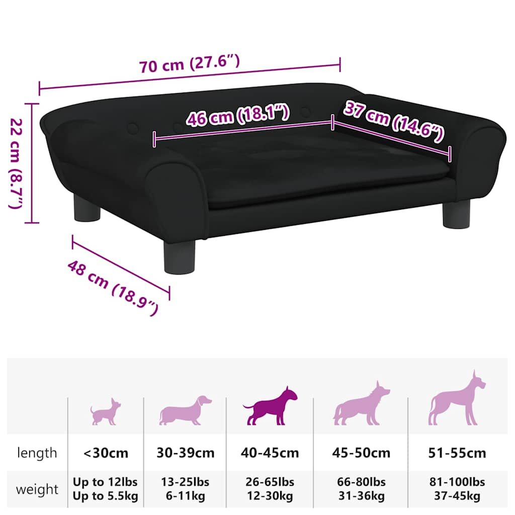 Vidaxl Cama Para Perros De Terciopelo Negra 70x48x22 Cm_2