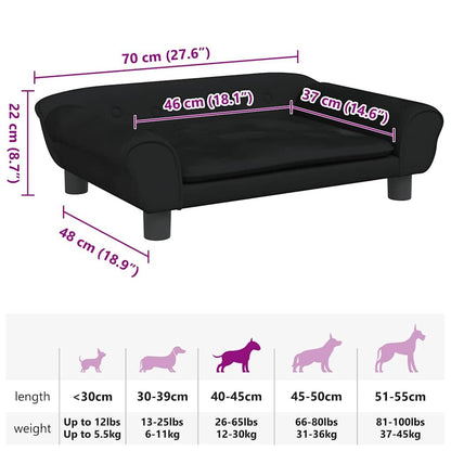 Vidaxl Cama Para Perros De Terciopelo Negra 70x48x22 Cm_2