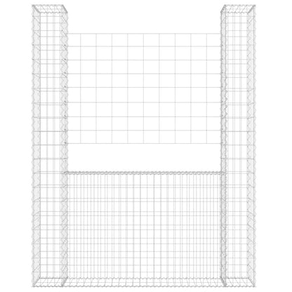 Cesta De Gaviones Forma De U 2 Postes De Hierro 140x20x200 Cm / Vetonek_0