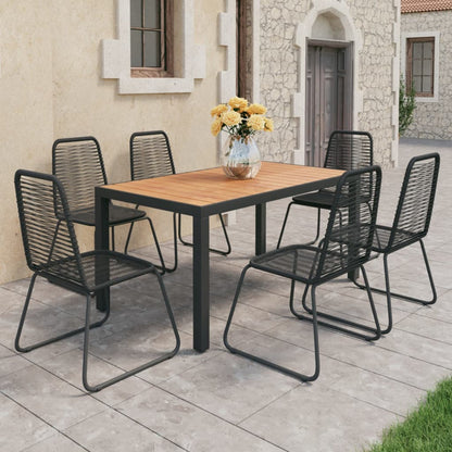 Vidaxl Set De Comedor De Jardín De 7 Piezas Pvc Ratán Negro Y Marrón_1