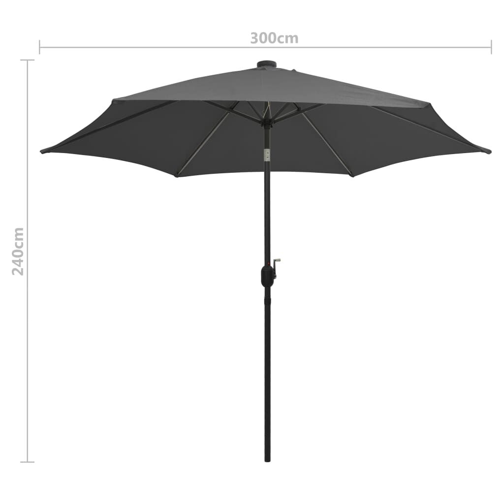 Vidaxl Sombrilla De Jardín Luces Led Palo De Aluminio Antracita 300 Cm_2