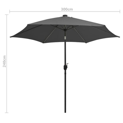 Vidaxl Sombrilla De Jardín Luces Led Palo De Aluminio Antracita 300 Cm_2