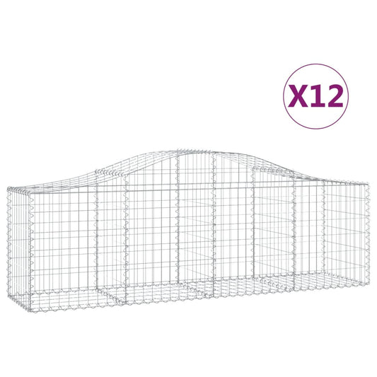Cestas De Gaviones 12 Uds Forma De Arco Hierro 200x50x60/80 Cm_0