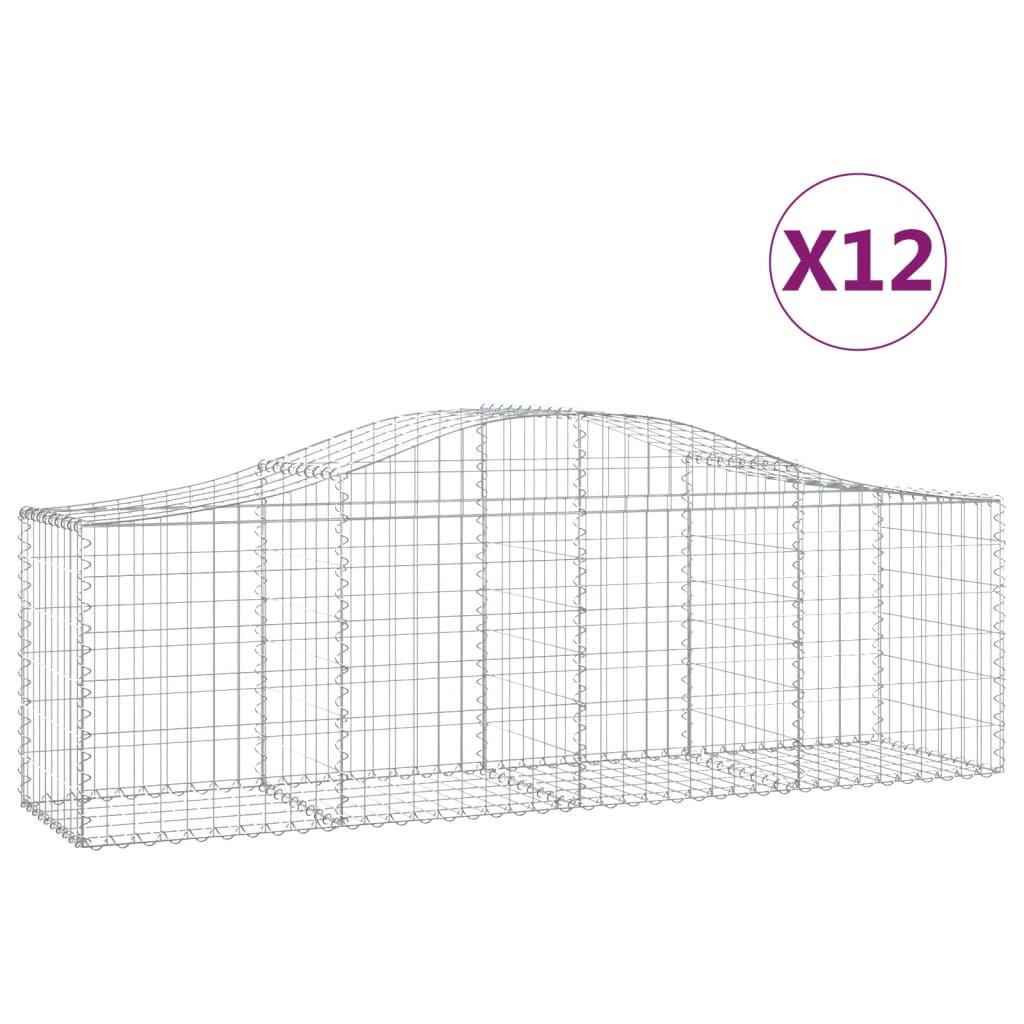 Cestas De Gaviones 12 Uds Forma De Arco Hierro 200x50x60/80 Cm_0