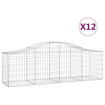 Cestas De Gaviones 12 Uds Forma De Arco Hierro 200x50x60/80 Cm_0