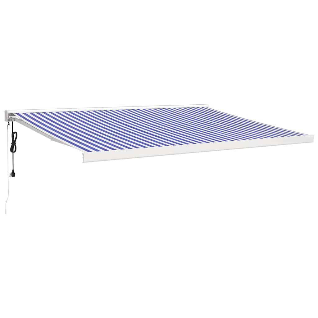 Toldo Retráctil Aluminio Y Tela Azul Y Blanco 4x3 M_0