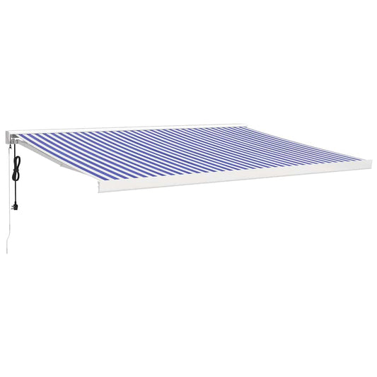 Toldo Retráctil Aluminio Y Tela Azul Y Blanco 4x3 M_0