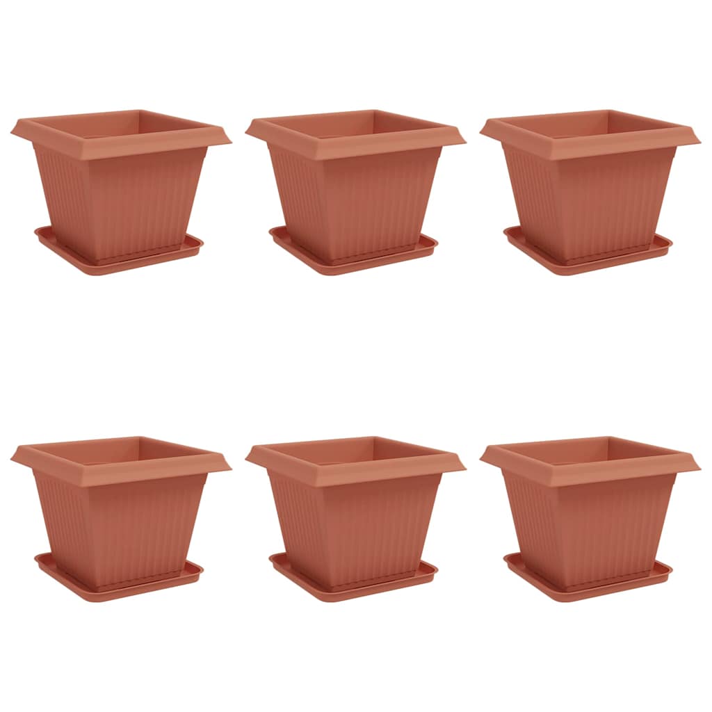 Macetas 6 Pcs Rojo Ladrillo 38 X 38 X 30 Cm Plástico_0