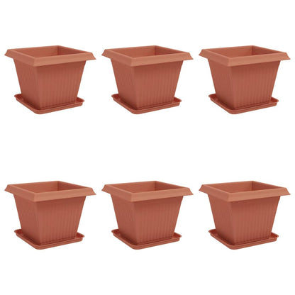 Macetas 6 Pcs Rojo Ladrillo 38 X 38 X 30 Cm Plástico_0