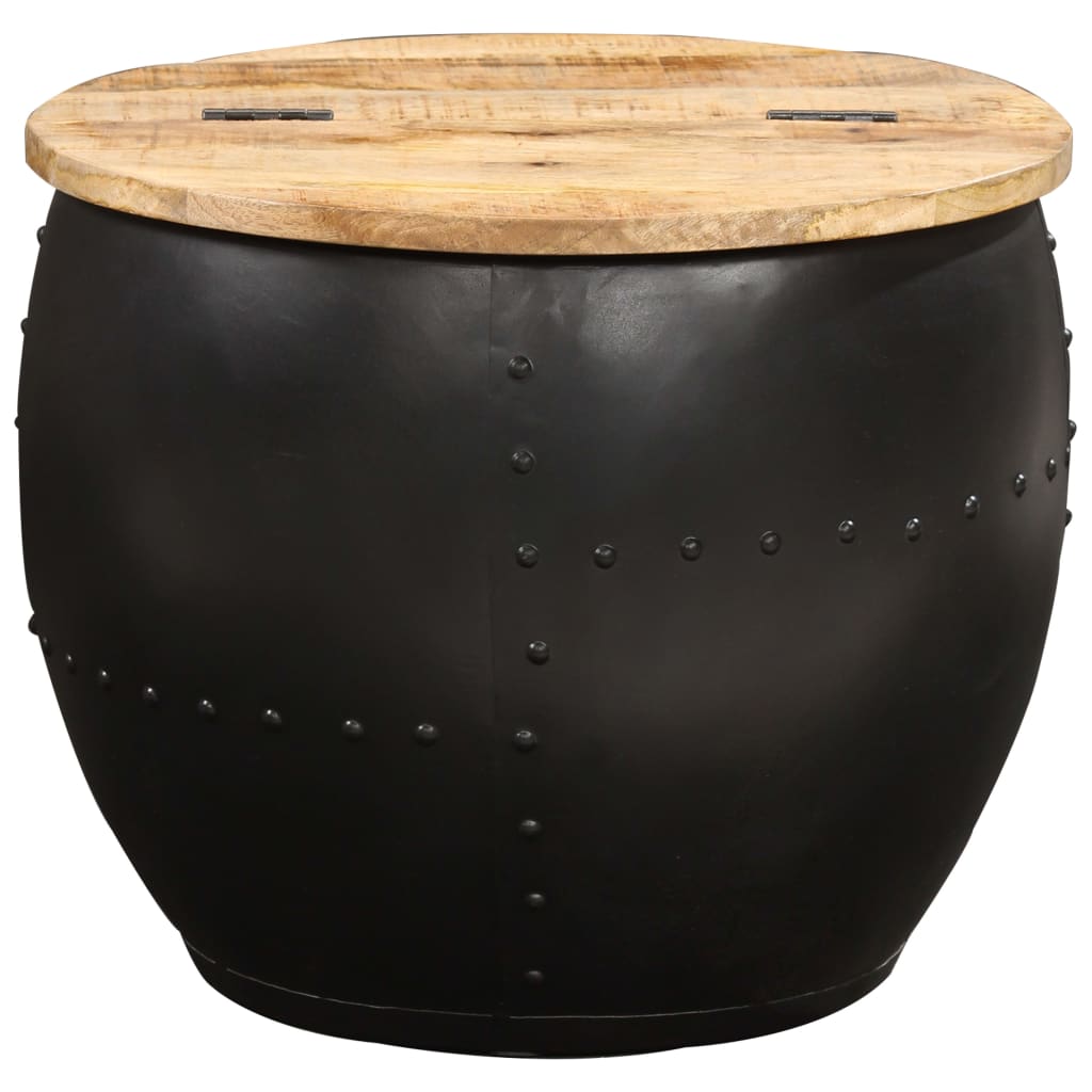 Mesa De Centro Redonda De Madera Maciza De Mango 53x43 Cm_0