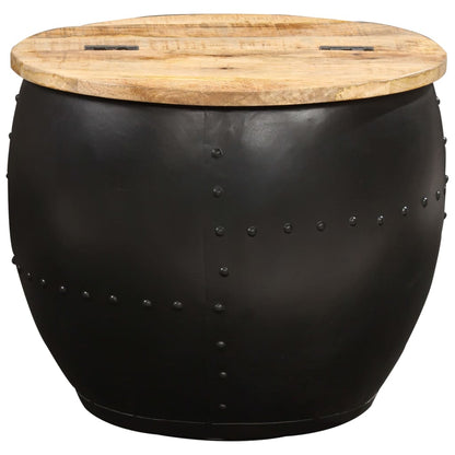 Mesa De Centro Redonda De Madera Maciza De Mango 53x43 Cm_0