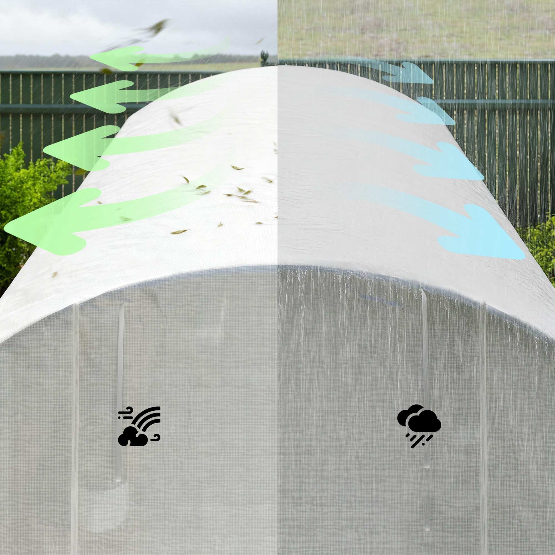 Outsunny Invernadero De Túnel 6x3x2 M Con 3 Puertas Enrollables Ventanas Blanco_4