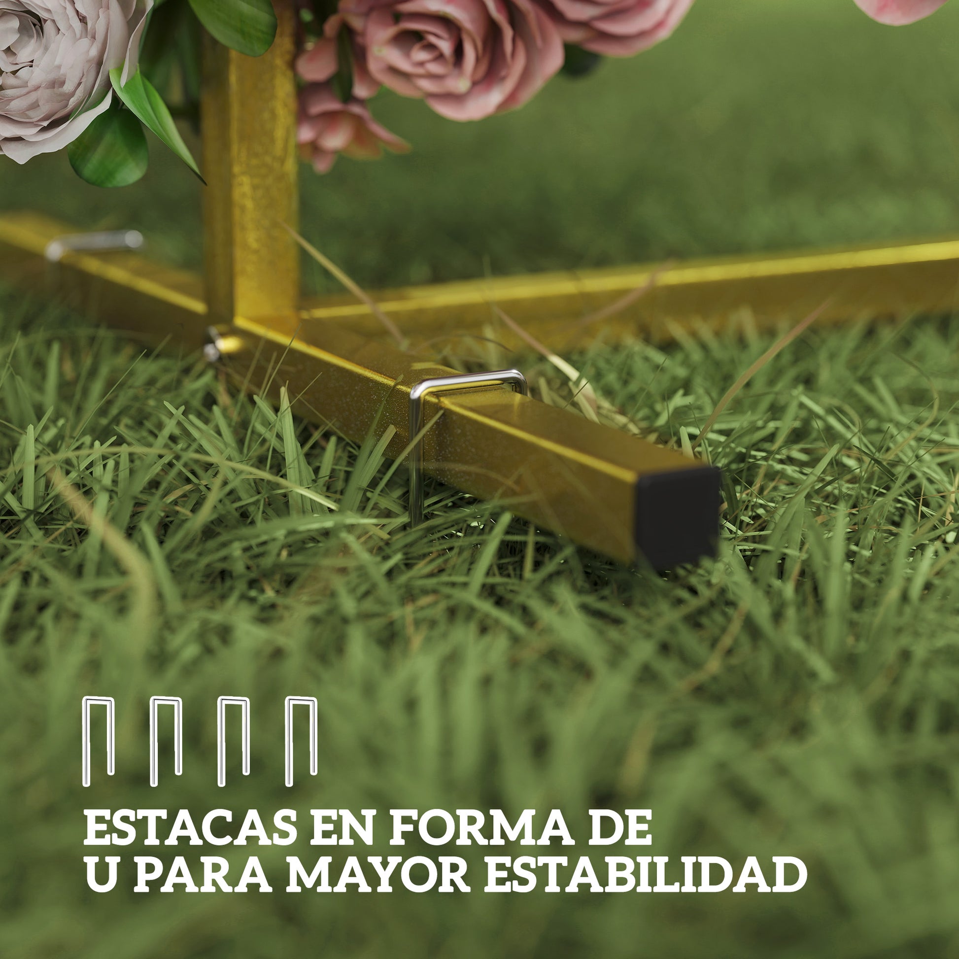 Outsunny Arco De Jardín Para Rosas De Metal Resistente A La Intemperie Dorado_5