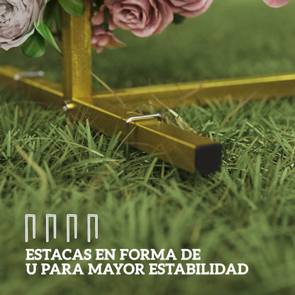 Outsunny Arco De Jardín Para Rosas De Metal Resistente A La Intemperie Dorado_5