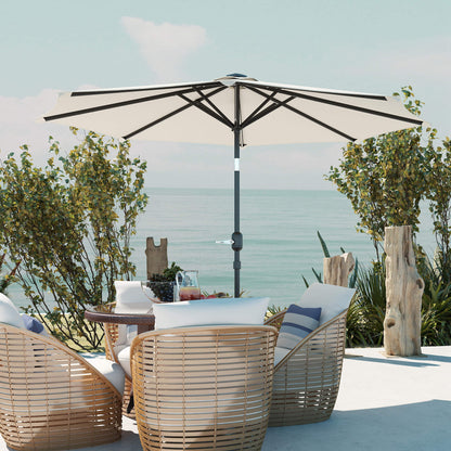 Outsunny Sombrilla Terraza Exterior Ø292x252 Cm Con Inclinación Ajustable Crema_3