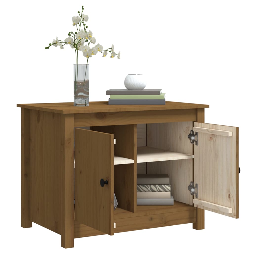 Mesa De Centro De Madera Maciza De Pino Marrón Miel 71x49x55 Cm_3