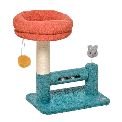 Pawhut Rascador Para Gatos Con Cama Cascabeles Poste Rascador De Sisal Juguetes_0