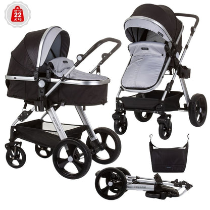 Carrito De Bebé Havana Dúo Convertible Hasta 22 Kg Con Bolso Y Mosquitera Obsidian Silver_0