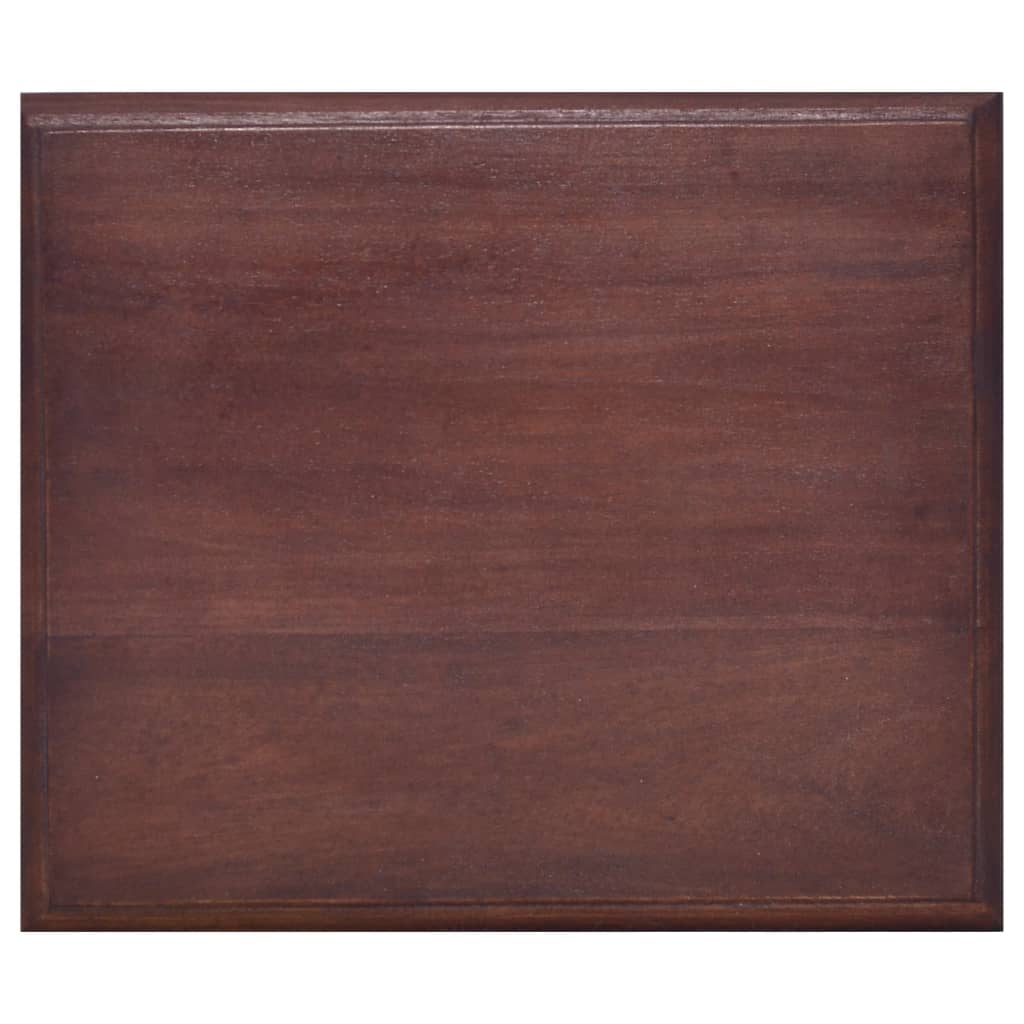 Mesita De Noche Clásica Madera Maciza Caoba Marrón 35x30x60 Cm_4